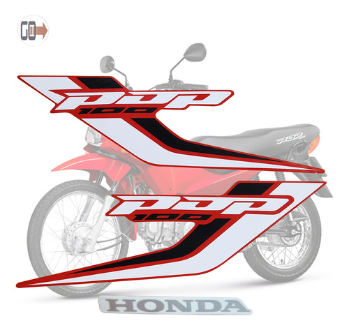 Jogo Faixa Moto Honda Pop 100 2015 Vermelho 
