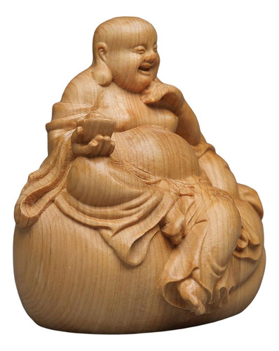 Estatua De Buda, Adorno De Madera, Escultura Artesanal,