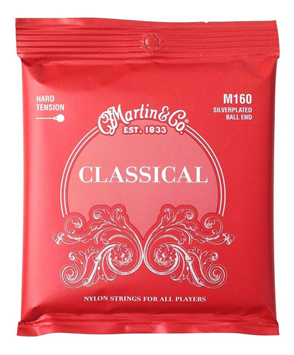 Set Cuerdas Para Guitarra Clasica Nylon Martin M160 Hard 