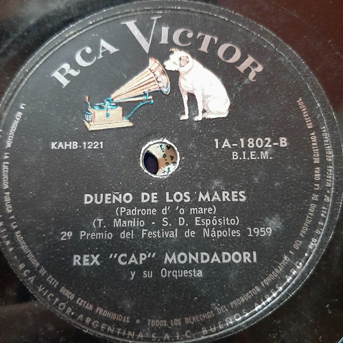 Pasta Rex Cap Mondadori Y Su Orquesta Rca Victor C428