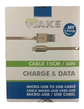 Cable Wake Micro Usb Metal Dorado 15 Cm