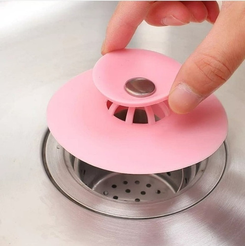 Imagen 10 de 10 de Tapón + Filtro Silicona Bañera Drenaje Flexible Baño Bacha