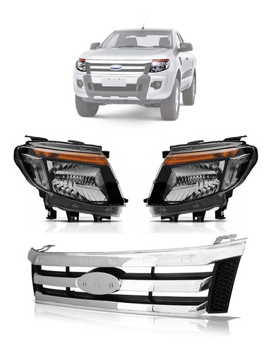 Par Farol Masca Negra E Grade Ranger 2013 2014 2015 2016