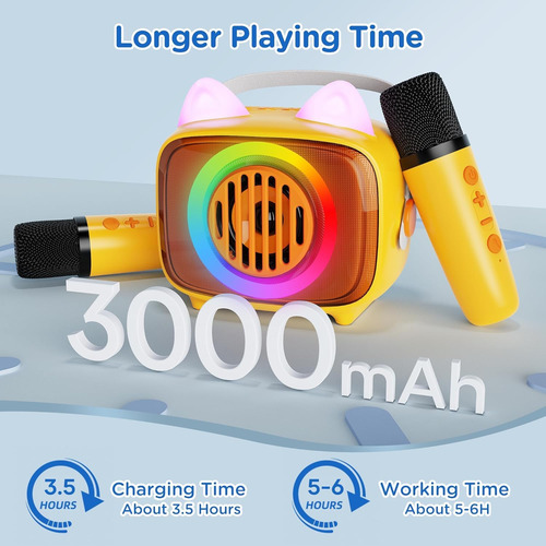 Máquina De Karaoke Bigasuo Para Niños Con 2 Micrófonos Inalá