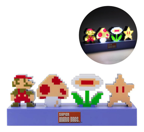 Paladone Super Mario Bross Icons Light Lampara Simbolos Azul Acero