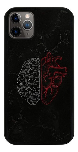 Funda Uso Rudo Tpu Para iPhone Cerebro Corazon Fondo Negro