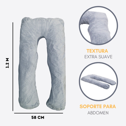 Almohada Ortopédica Embarazo/lactancia Prenatal Estilo Puff Color Gris
