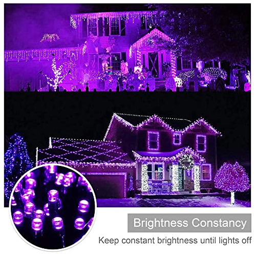 200 Luces De Navidad Moradas Led, 66 Pies, Enchufables,...
