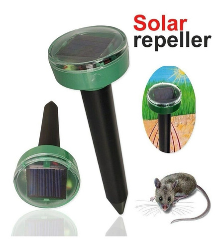 2 Estacas Solar Luz Led Con Repelente Ratas Ratones Roedores