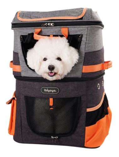 Mochila Doble Bolso Ibiyaya Two Tier Paseo Perro Gato 12 Kg