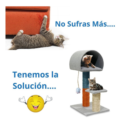 Imagen 3 de 10 de Rascador Para Gatos Mueble | Juguete Árbol Rascadero 70cm