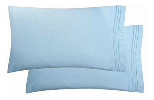 Elegant Comfort 2 Fundas De Almohada Queen, Color Azul Color Azul Claro Liso