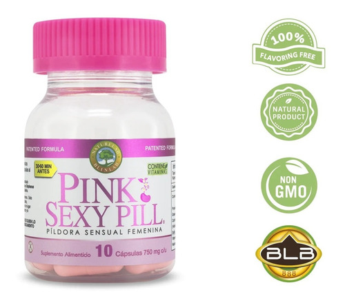 Pink Sexy Pill- 10 Tabletas 750mg Fórmula Femenina Blinlab Sabor Sin Sabor