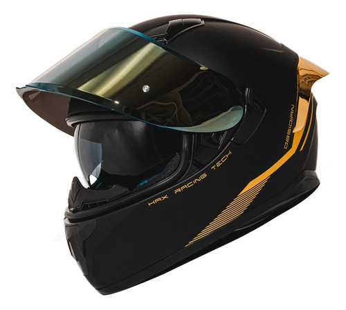 Hax Obsidian - Casco De Motocicleta De Cara Completa Con Dob