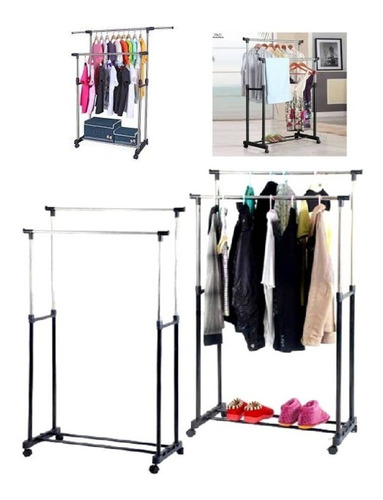 Arara Roupas Dupla Sapateira Cabideiro Guarda Roupa Inox