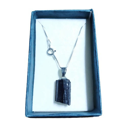 Imagen 1 de 2 de Dije Turmalina Negra Con Cadena De Plata 925.