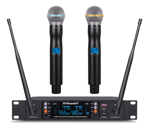 Gtd Audio - Micrófono Inalámbrico Uhf De 2 X 100 Canales Aju