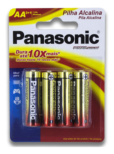 Pilha Alcalina Aa Panasonic Bateria 2a Pequena 4 Unidades