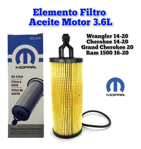 Elemento Filtro De Aceite Jeep Cherokee 2014-2020 3.6l