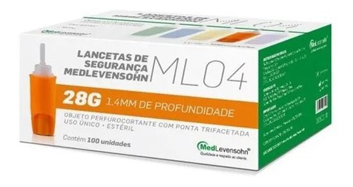 Lanceta de seguridad automática Medlevensohn, 100 unidades, color naranja