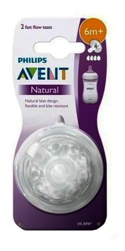Imagem 1 de 4 de 2 Bicos Mamadeira Pétala Nº 4 Fluxo Rápido-6m+ Philips Avent