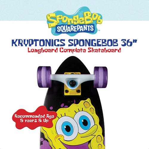 Skate Completo Kryptonics Spongebob 36 Longboard - Big Revea