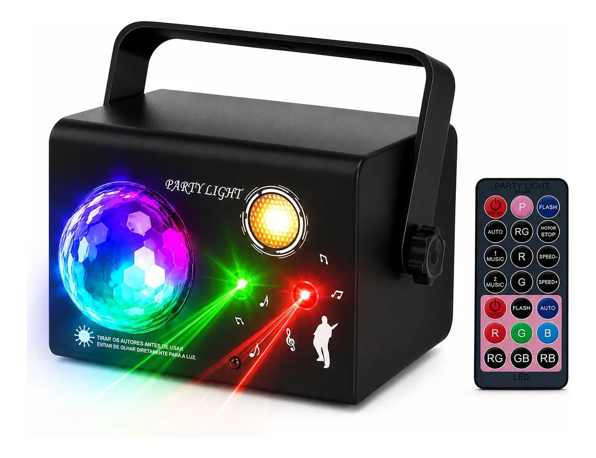 Mini Canhão De Luz Laser Rgb Com Controle Iluminação Festa