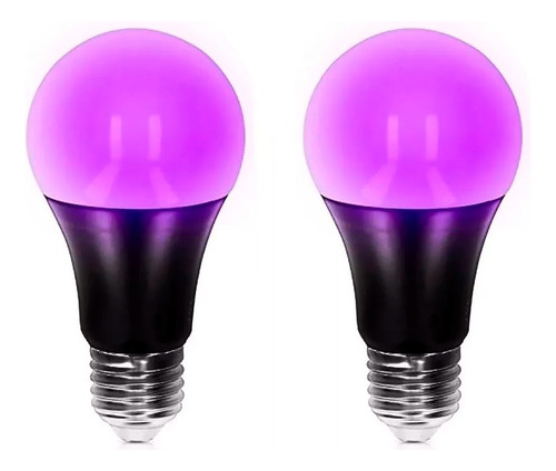 Pack X 2 Lampara Led Luz Negra Ultravioleta 12w E27 Fiestas