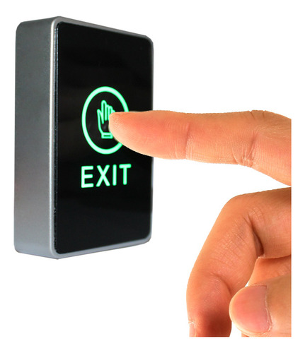 Boton Pulsador De Salida Touch Led Control Accesos Negro C1