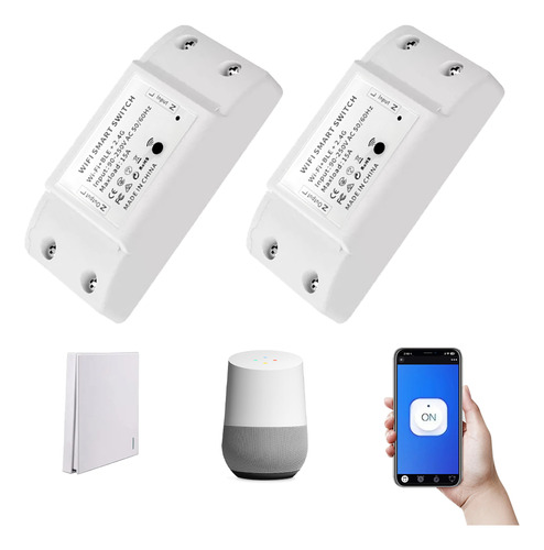 2 Psc Interruptor Inteligente Smart Switch Wifi Para Alexa Interruptor Inteligente Relevador 110v AC Componentes Electronicos