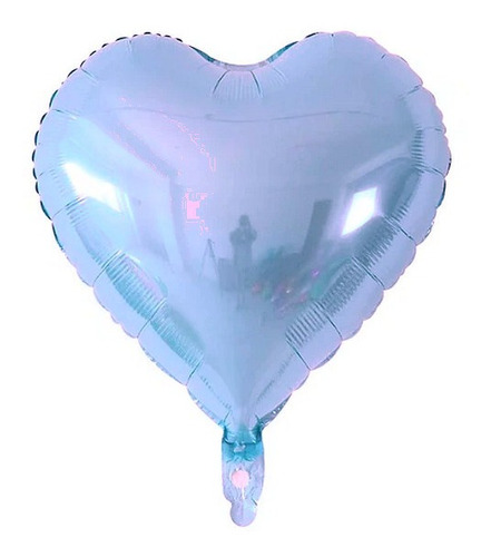 Globo Corazon Metalizado 45cm Celeste Inflado Con Helio