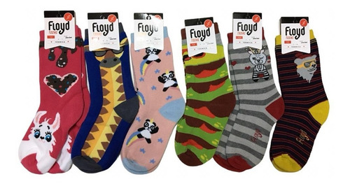 Imagen 1 de 5 de Pack X6 Floyd Medias Termica Niño Estampada Art. 55 T. 3
