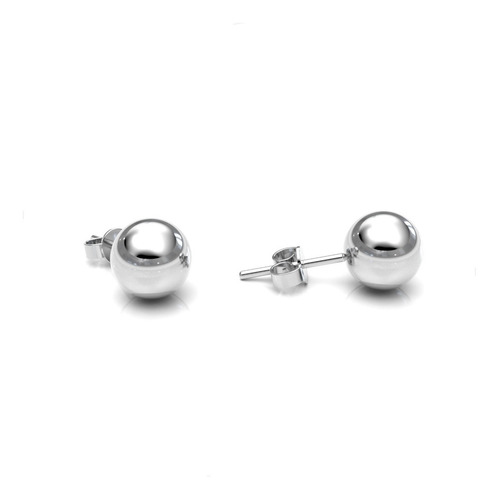 Imagen 2 de 10 de Arete Broquel Bola De Plata 1 Cm .925 Agálea Joyería