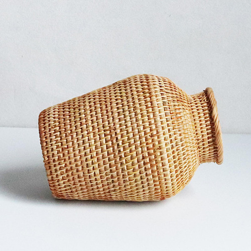 Florero Tejido A Mano De Ratán, Cesta, Adornos, Florero