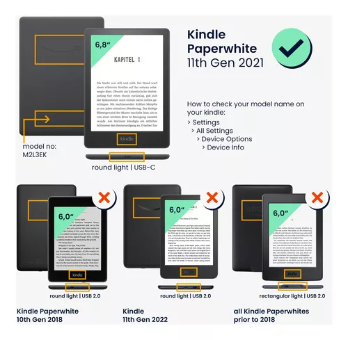 kwmobile Funda compatible con  Kindle Paperwhite 11. Generación 2021  - Funda de piel sintética con cierre magnético, soporte, correa, ranura