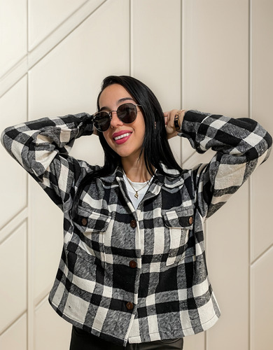 Camisaco Mujer Camisa Leñadora Crop Oversize Premium