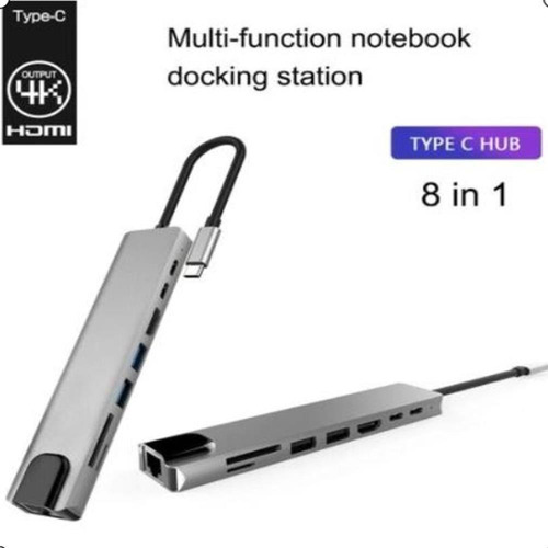 Dock Station Usb C 8 Em 1 Hdmi Lan Hp Sony Lenovo LG Xiaomi