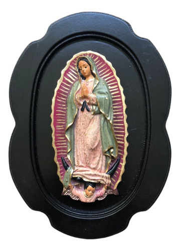 Virgen De Guadalupe En Marco Chocolate De 18x20 Cm