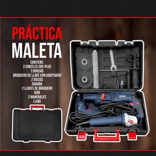 Combo Rotomartillo + Esmeriladora + Taladro Fo2470 Foreman A