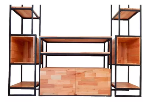 mueble para tv industrial! estantería en hierro y madera