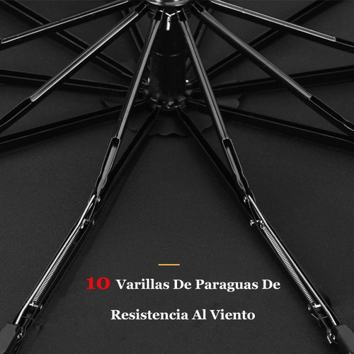 Paraguas Automático Paraguas 10 Huesos Protección Uv Color Negro