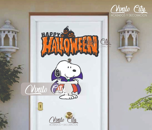 Vinil Decorativo Para Puertas O Ventanas Snoopy Halloween A6