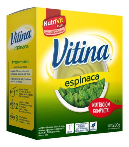 Alimento Vitina Espinaca Caja 250gr X 6 Unidades 