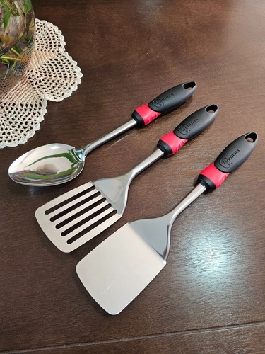 Cuchara Volteador Tornero Acero Inoxidable 3pz Uten Cocina
