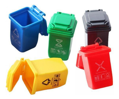 4 Juego De 5 Minicubos De Basura De Plástico Con Tapas