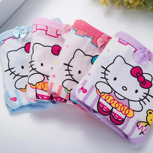 Bragas Hello Kitty Para Niñas, 4 Unidades/lote, 100% Algodón