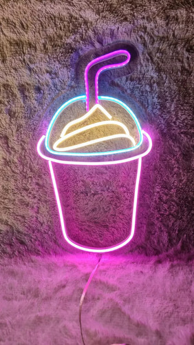 3 Piezas Letreros Led Neon, Frappe, Crepa, Waffle, De 40cm