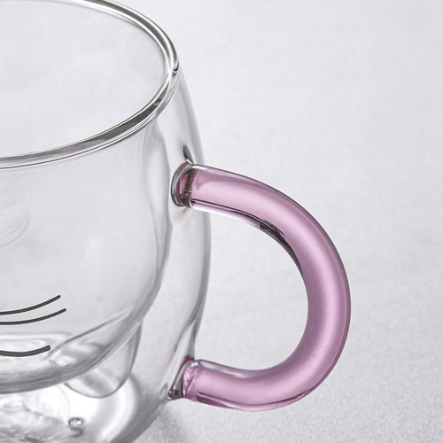 A, For 2x Taza Cristal Con Forma Oreja Gato, Taza