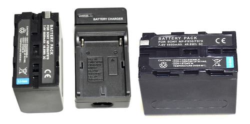 Imagen 4 de 10 de Cargador 220v + 2 Baterías Np-f950/970 P/ Iluminador Aro Led