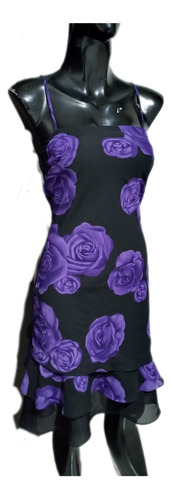 Vestido Fresco Rosas Moradas Talla 28